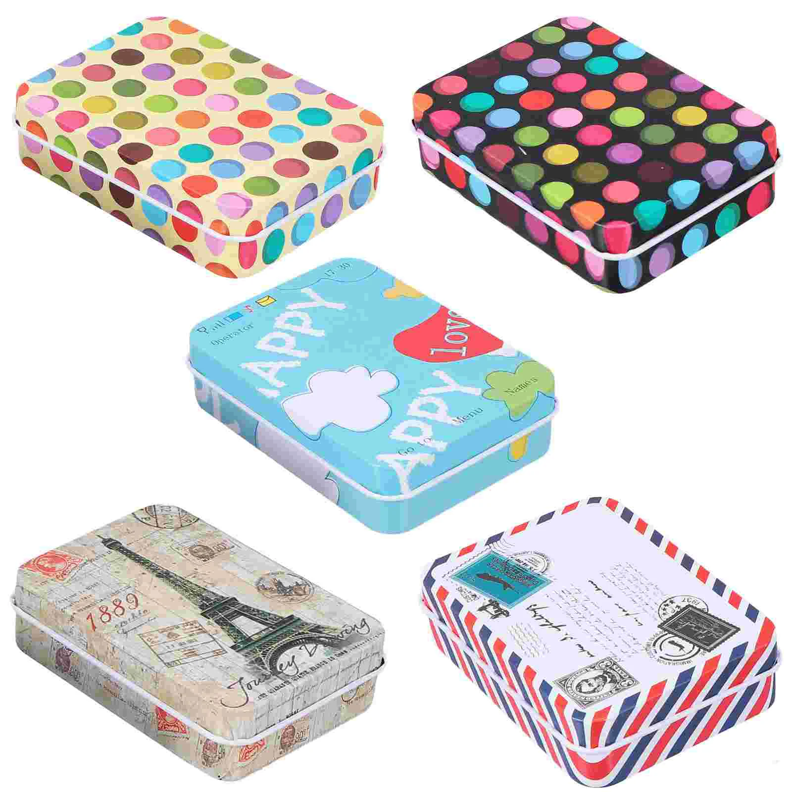 

Tins Containers Rectangular Empty Tin Box Metal Candy Box Tinplate Bakery Treat Boxes Tea Cookie Containers 5pcs