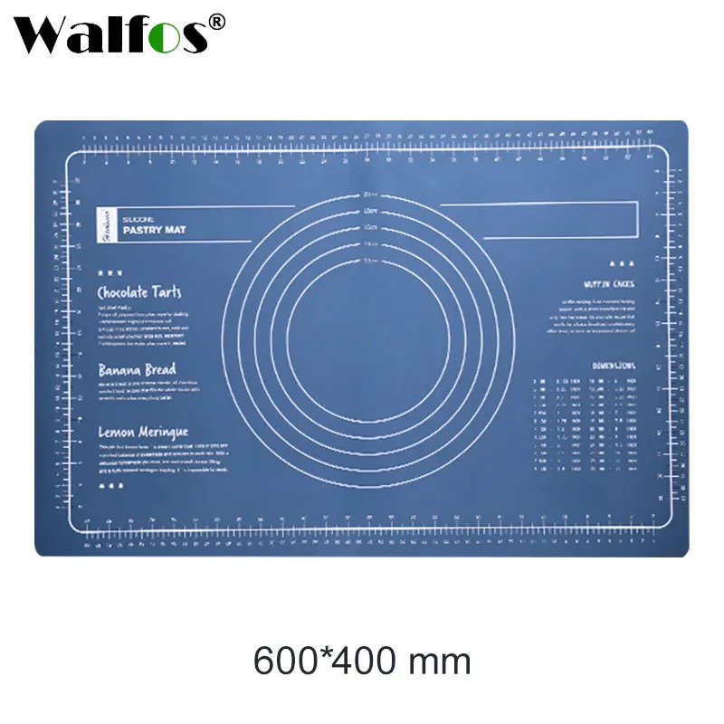 Walfos 실리콘 베이킹 매트, 들러붙지 않는 패드, 롤링 반죽 반죽 매트, 제빵기 요리, 케이크 페이스트리, 주방 가제트 액세서리