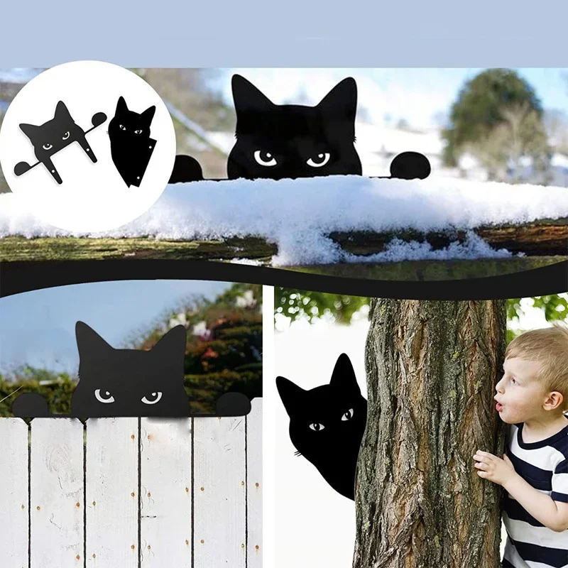 

Outdoor Garden Acrylic Decoration Restaurant Wall Window Hanging Sculpture Animal Black Cat Picture Collection Gift Garden Decor