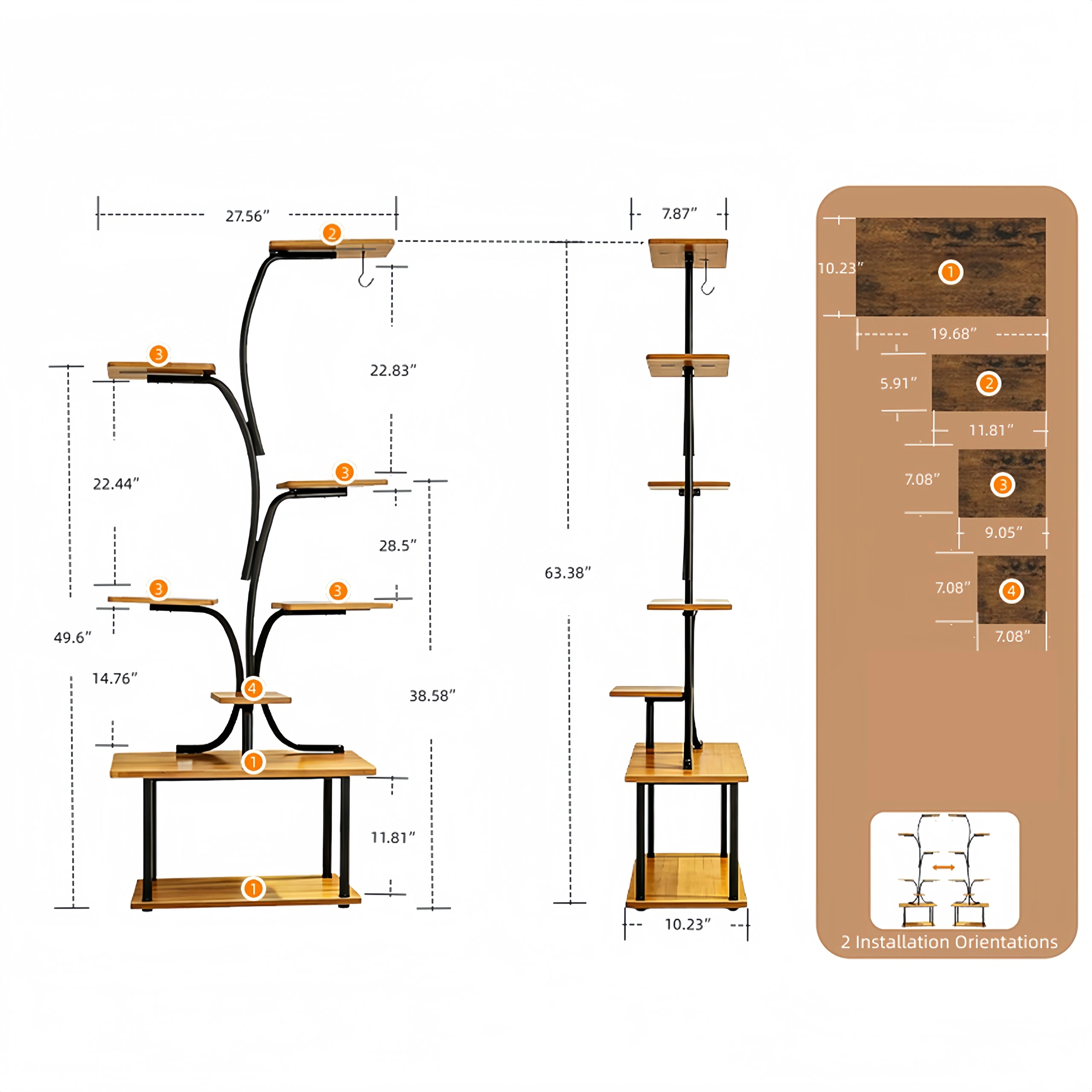 Metal Plant Stand Premium 8-Tier Tall Corner Flower Rack Space-Saving Display