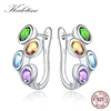 KALETINE Hutang Colorful Gemstone Hoop Earrings 925 Sterling Silver Blue Zircon Topaz English Lock Jewelry for Women Earrings 1