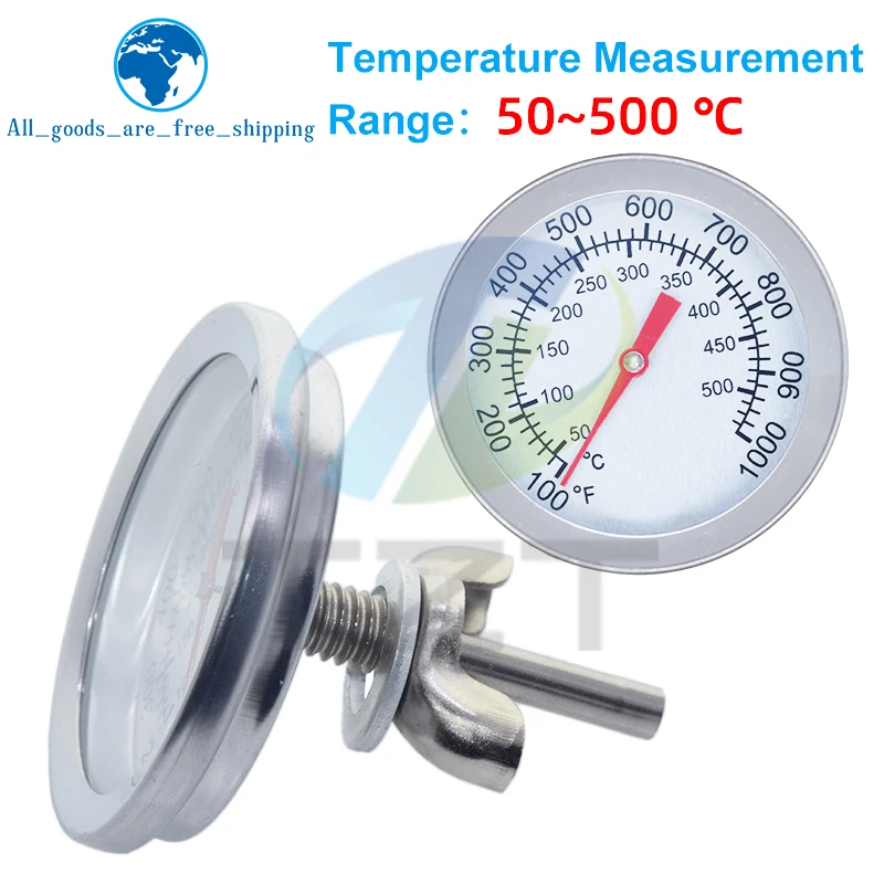 TZT 52mm 0-120 Grad Celsius Pizzaofen-Thermometer aus Edelstahl für den Innen- und Außenbereich, Grill, Barbecue, Ofen, Thermograph-Modul