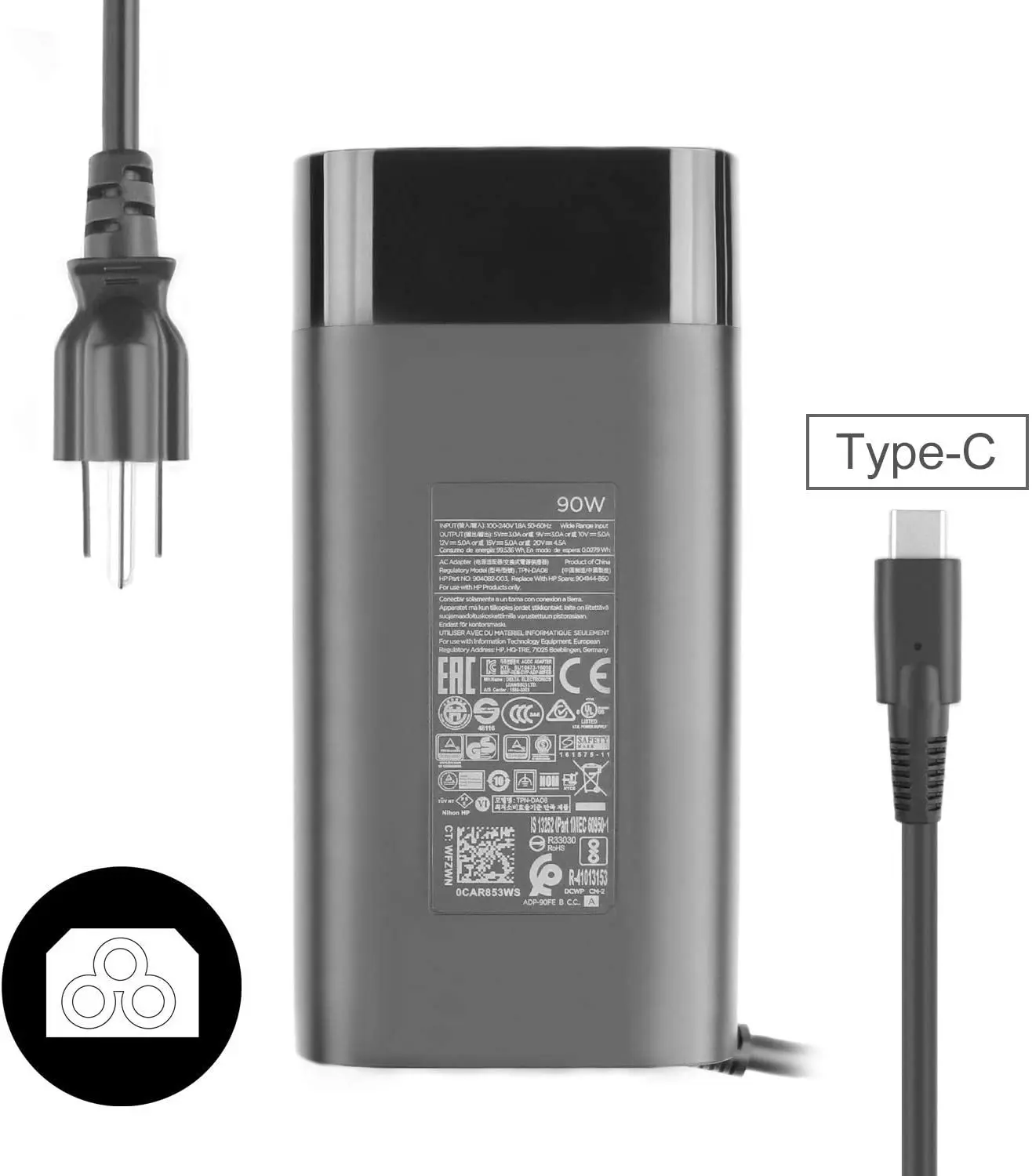 

Huiyuan Fit for 90W Type C Spectre Charger Power Adapter Fit for HP Spectre 15-bl000 15-bl100 x360 Elitebook x360 1040