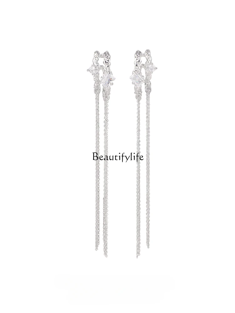 

High-Grade Sense Long Tassel Ear Clips without Pierced Ears Temperament Entry Lux Ear Clip Special-Interest Earrings