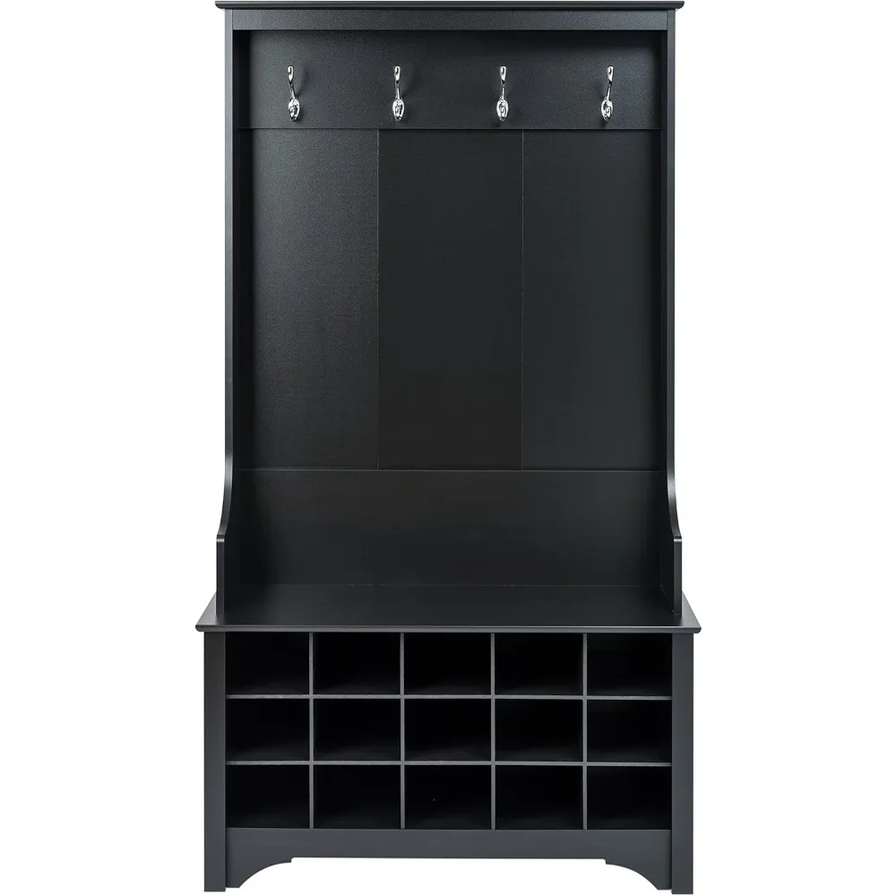 entryway organizer, coat rack, hall tree features 4 hooks for coat storage, & hanging bags; furniture for entryway with bench &