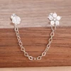 Boucles d'oreilles pendantes en acier inoxydable pour femmes, chaîne de couleur or, pendentif en zircone, Clip, accessoires bijoux de fête de vacances