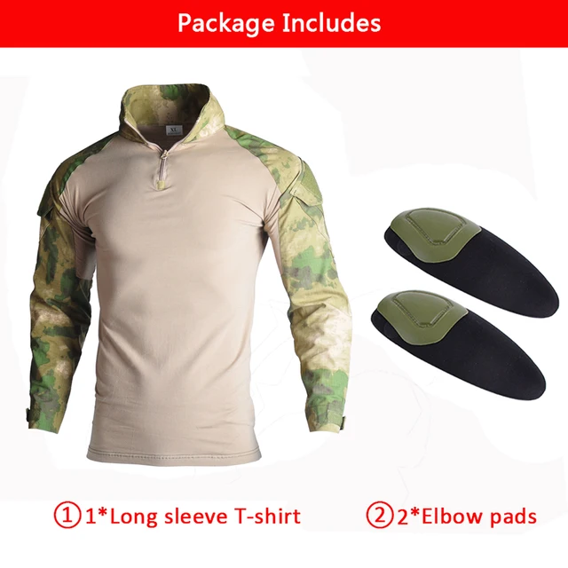 Airsoft Paintball Clothing T-shirt Outdoor &Pants with Pad Men Military Shooting Uniform Tactical Combat shirt camo Army Uniform Ruin green