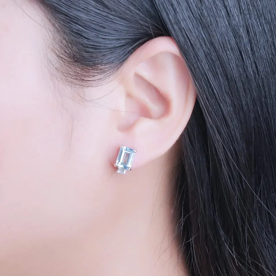 925 Sterling Silver Clip Earrings for Women Natural Gemstone Earrings