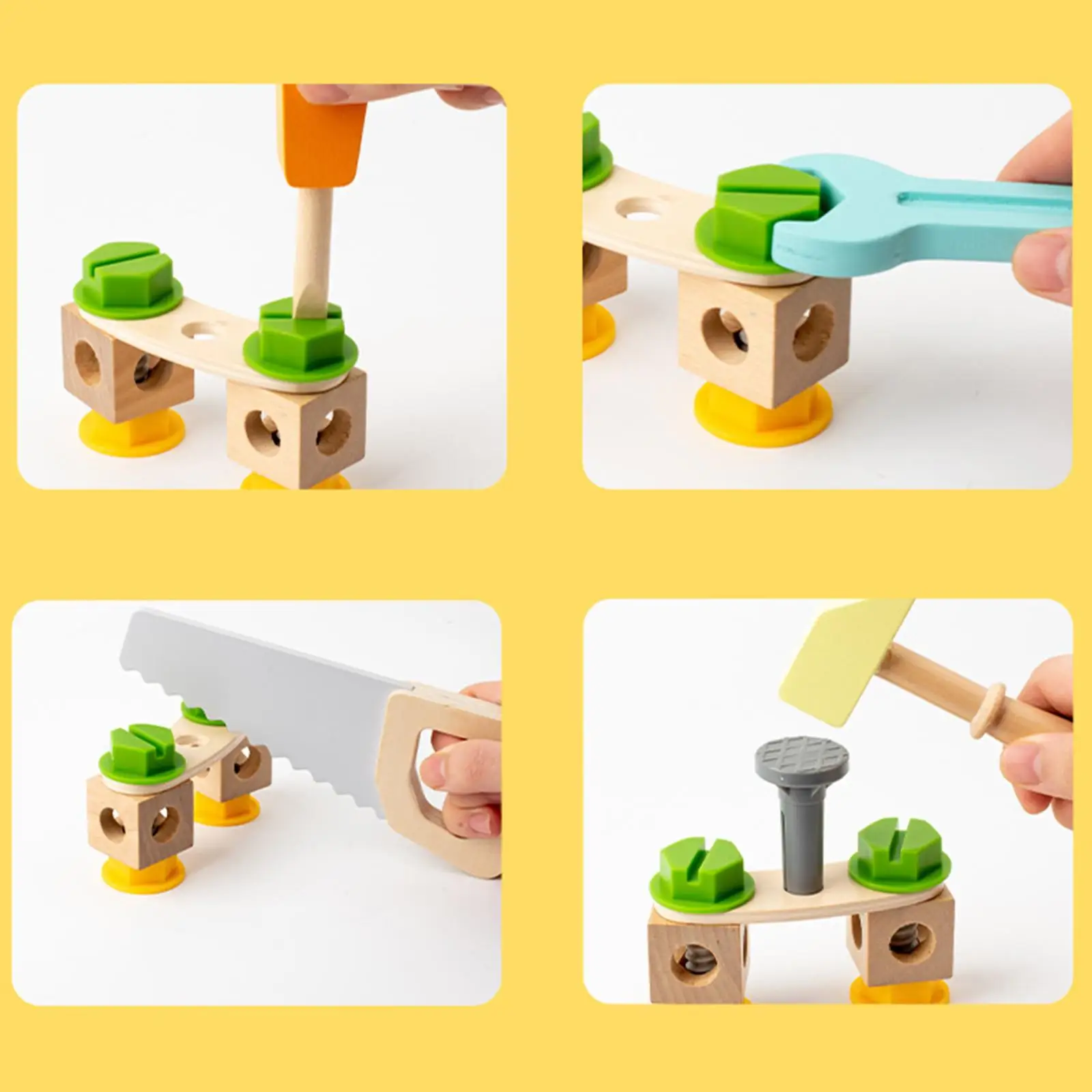 Children's Tool Belt Set Montessori Pretend Play Motor Activity Toys Wood Toy Set Construction Role Play Set for Party Toy