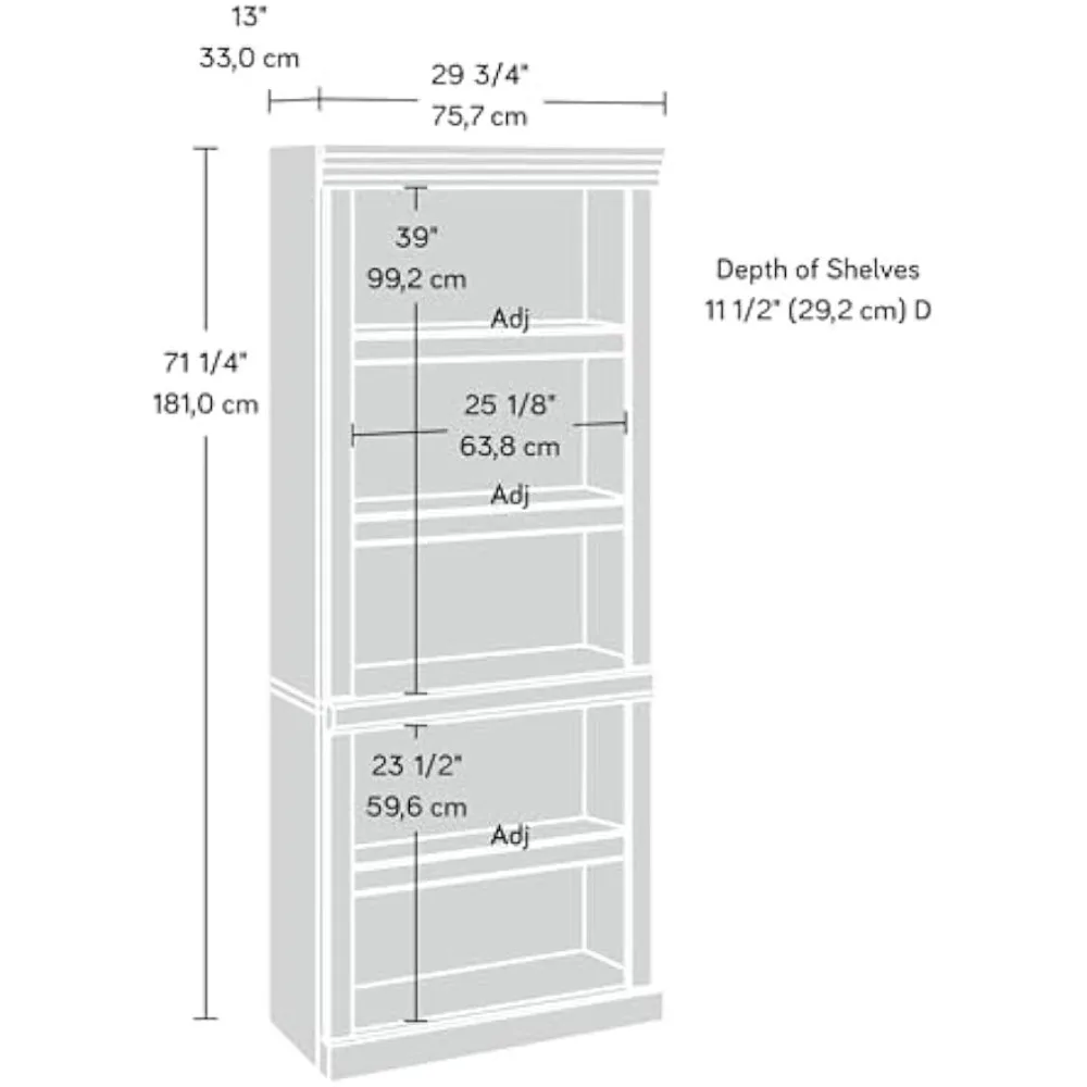 Hill Library/Book Shelf, L: 29.80" x W: 12.99" x H: 71.26", Classic Cherry finish 3