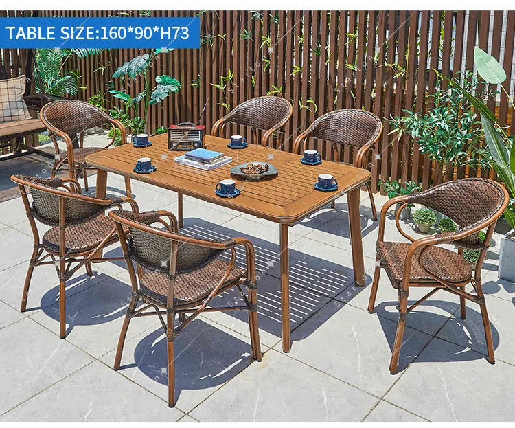 2023 Best Price Outdoor Furniture Bistro Patio Party Table and Chair Wicker Rattan Dining Table Set Rattan Garden Cha