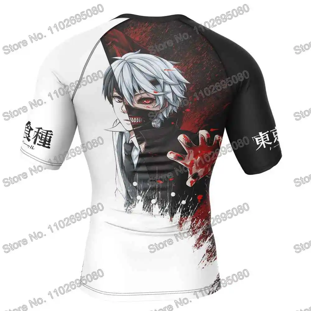 Horror Anime Surf Clothing BJJ MMA Men Rash Guard Short Sleeve Diving T-Shirt Tight Swimwear Summer Beach Floatsuit Women GYM