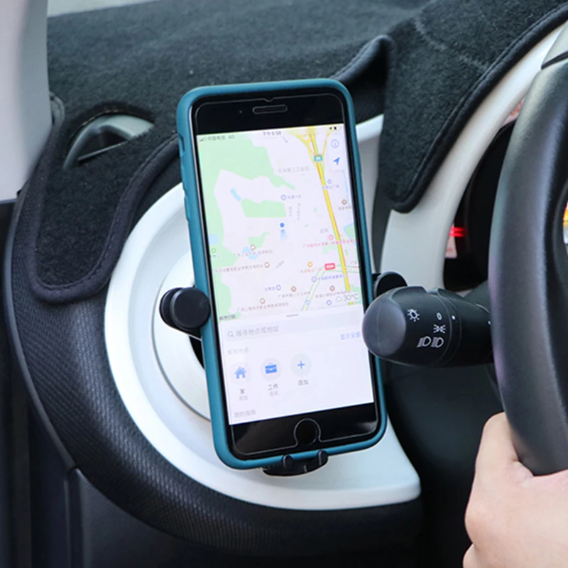 Car Interior Mobile Phone Holder phone holder mobile phone holder Radio Navigation Screen Air Outlet Support Gravity Bracket For Smart 450 451 453 Fortwo Forfour