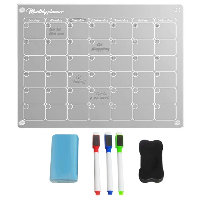 Calendario magnetico frigorifero acrilico trasparente lavagna magnetica  cancellabile a secco calendario magneti frigo - AliExpress