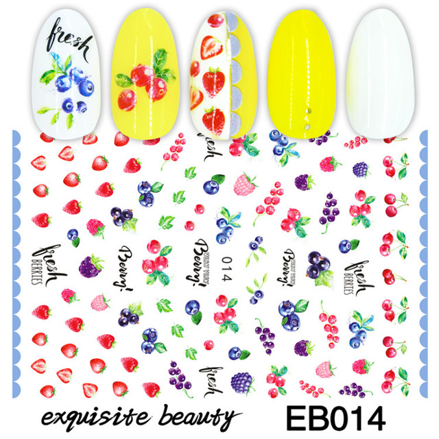 Stickers for Nails Summer Fashion Sticker Sweet Fruit Cherry Design Nail Art Decorations  Foil Wrap Manicure Accessories