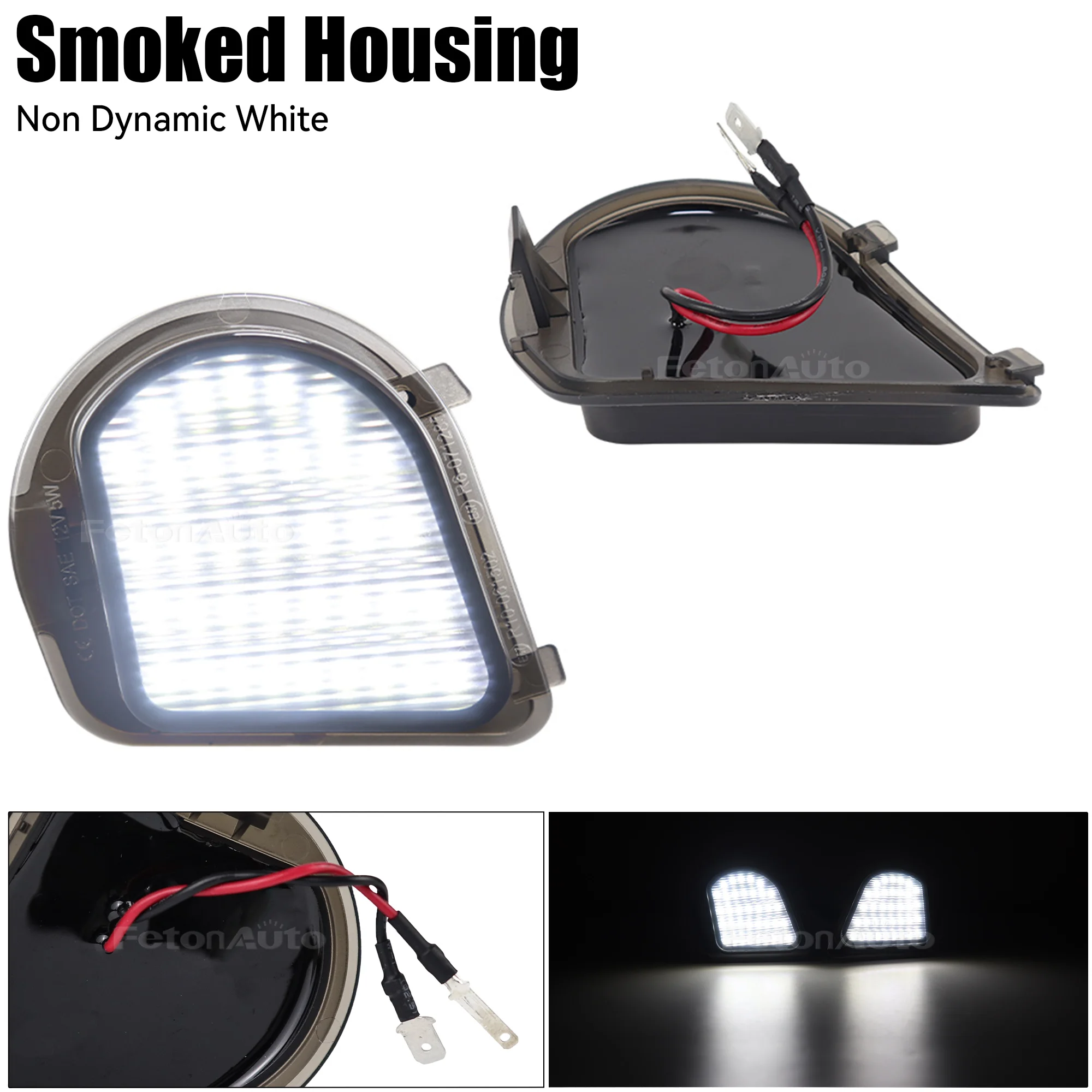 LED Puddle Light Under Mirror - White Door Illumination Lamp, 2-Pack