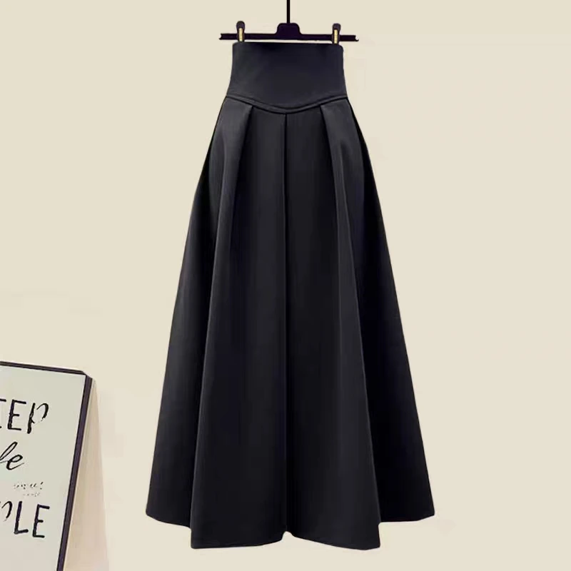 2023 Autumn Winter New Sweater Tops Skirts 1 or Two Piece Set Korean Lady Graceful Knit Pullover Skirt Outfits Solid Knitwear
