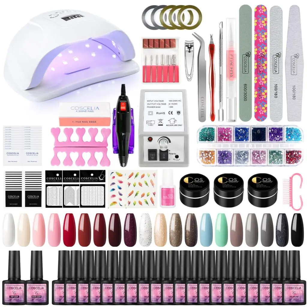 

COSCELIA Gel Nail Polish Set With UV LED Lamp Dryer Power Electric Nail Drill Full Manicure Kit For Nail Art Manicure Tools Set