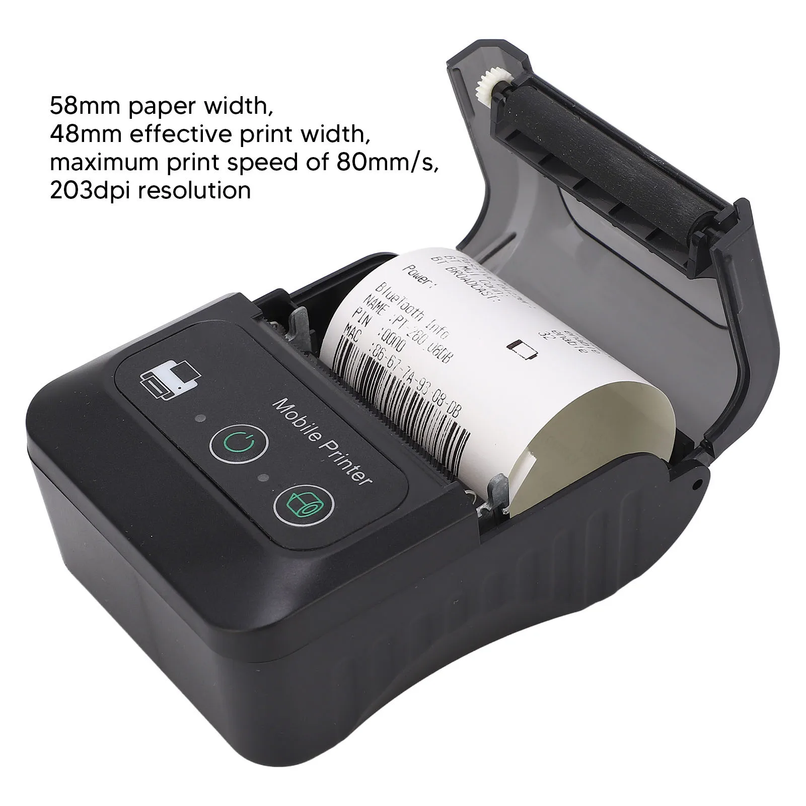 【New】58mm Portable Mini Thermal QR  Printer 2in Cordless USB Receipt Ticket Thermal Printer for Android Ticket Thermal Printer
