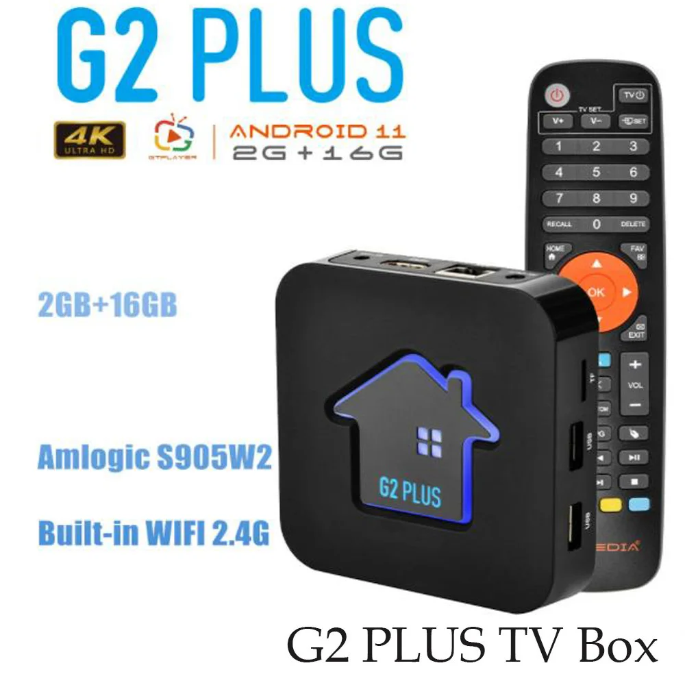 

[Genuine]GTMEDIA G2 Plus Android11 TV BOX 4K UHD 3D Amlogic 905W2 Quad Core 2GB 16GB 2.4G WIFI Media Player GTplayer Set Top Box