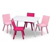 Kids Table and Chair Set 4 Sturdy Wood Chairs Perfect Playroom Crafting Activities Safe Durable Children's Furniture 2
