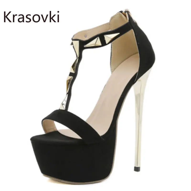 

Krasovki 16.5cm 2023 Faux Suede Zipper Peep Toe Summer Women Big Size Sandals Platform Wedge Dancing Elagance Fashion Sexy Shoes