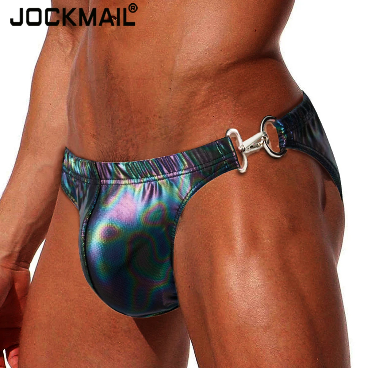 

JOCKMAIL Men's Sexy PU Leather Underwear Briefs Swimwear Swimsuit Lock Buckle Design Surfing Swimming Trunks Beach Tangas Bikini