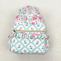 Wholesale Western Children Pink flowers light blue backpack Toddler Outdoor Portable Teen Girl Boy Kids Boutique School Bag 2
