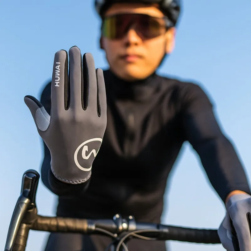 Cycling Gloves Gel Padded for Men Autumn Winter Fleece Road Bike Gloves MTB Full Finger Touchscreen Breathable Bike Accessories