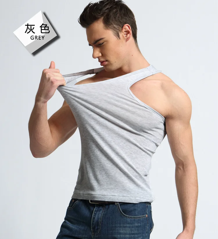 Sem Mangas Sólidos Muscle Vest Undershirts O-pescoço
