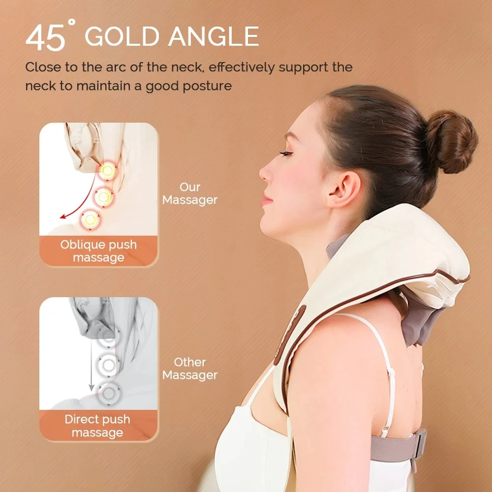 Wireless Neck And Shoulder Kneading Massage Pillow Electric Neck And Back Massager Cervical Back Muscle Relaxing Massage Shawl