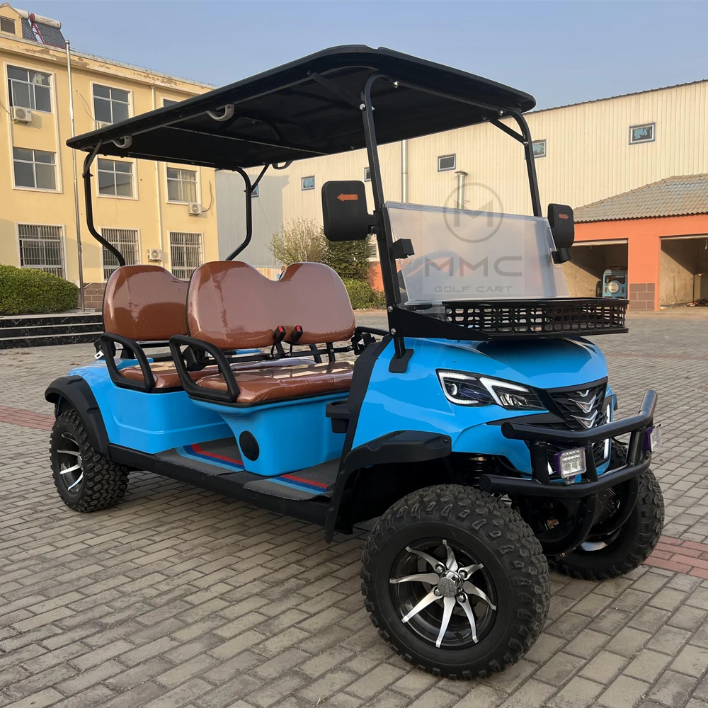 Prezzo All'Ingrosso Di Fabbrica Adulto Elettrico Giro Turistico Club Auto Golf Scooter 4000W Motore Blu 4 Posti Golf Cart 48V 60V Golf Cart