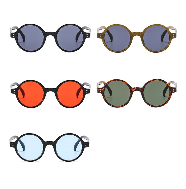 Vintage Runde Sonnenbrille Frauen Marke Designer Niet Sonnenbrille Weibliche Mode Reise Ozean Farbe Shades Oculos De Sol – Detail 2