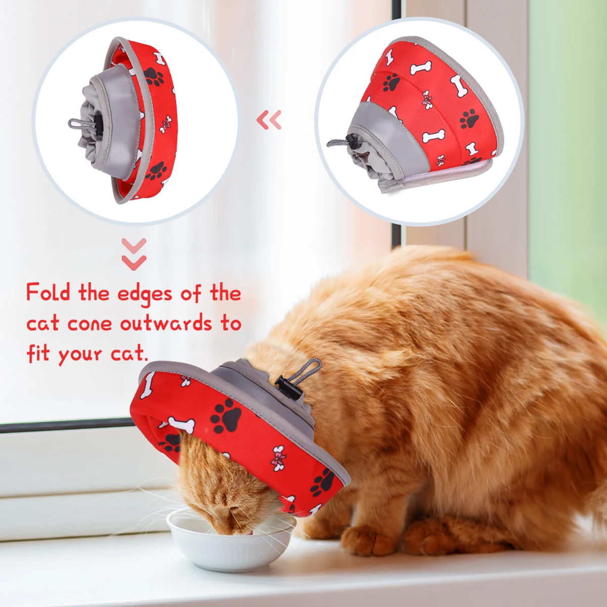1pc Soft Cat Recovery Collar,Protective Adjustable Pet Cone Collar for After Surgery,Comfortable Lightweight Elizabethan Collar 5