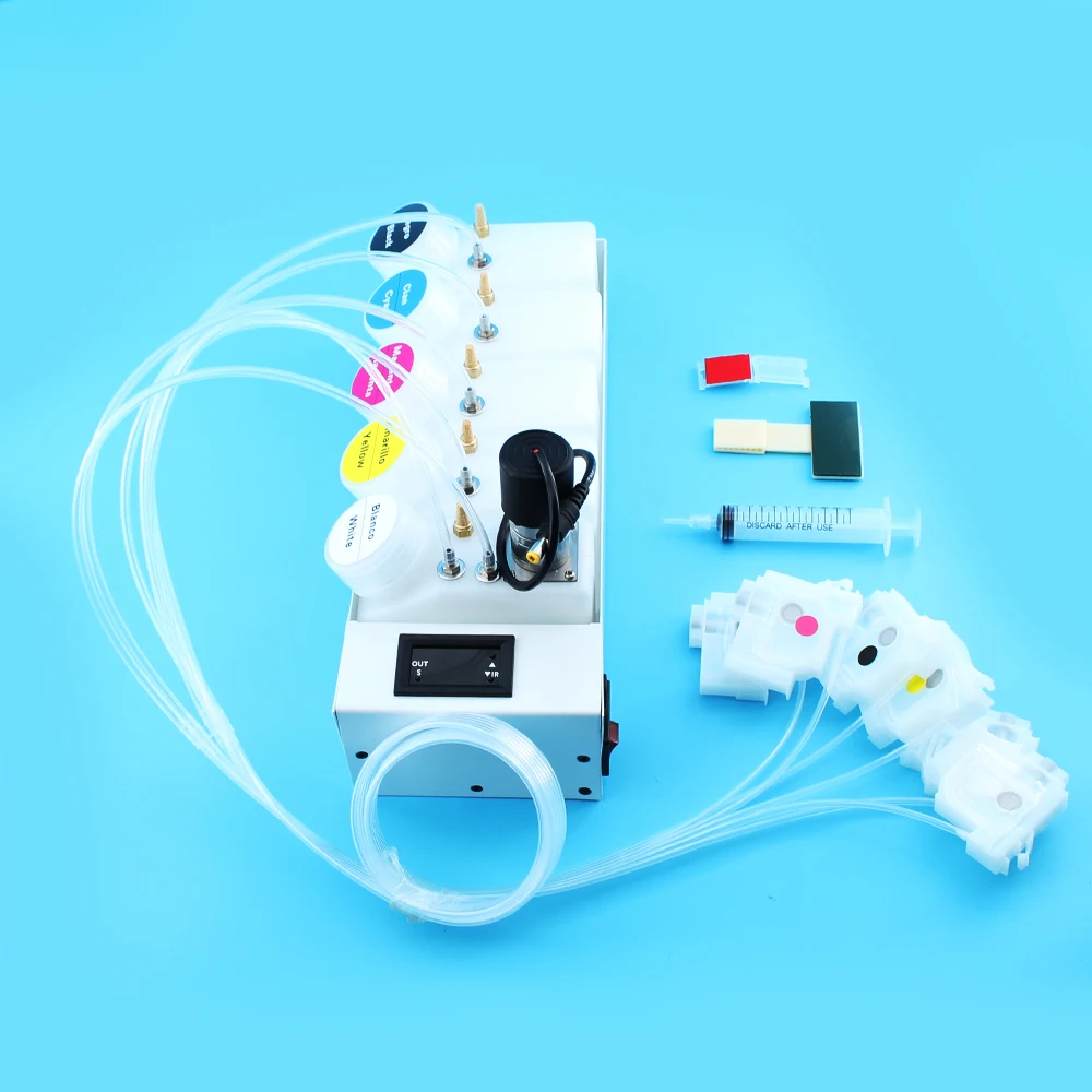 L1800 L800 L805 DTF 연속 잉크 공급 시스템 변환 키트 CISS 화이트 잉크 탱크 (교반기 타이머 제어 포함) 250ML 6색