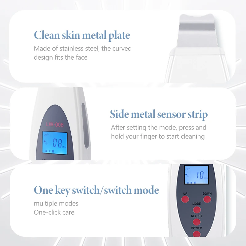 Ultrasonic Skin Deep Cleansing Machine Facial Acne Removal Facial Massage Keratin Blackhead Lifting Beauty Device