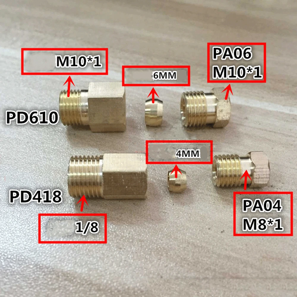 M4 M6 M8 M10 1/8" 1/4" BSP Male To 4 6 8mm Compression Tube Brass Pipe Fitting Lubrication Oil pipe fitting