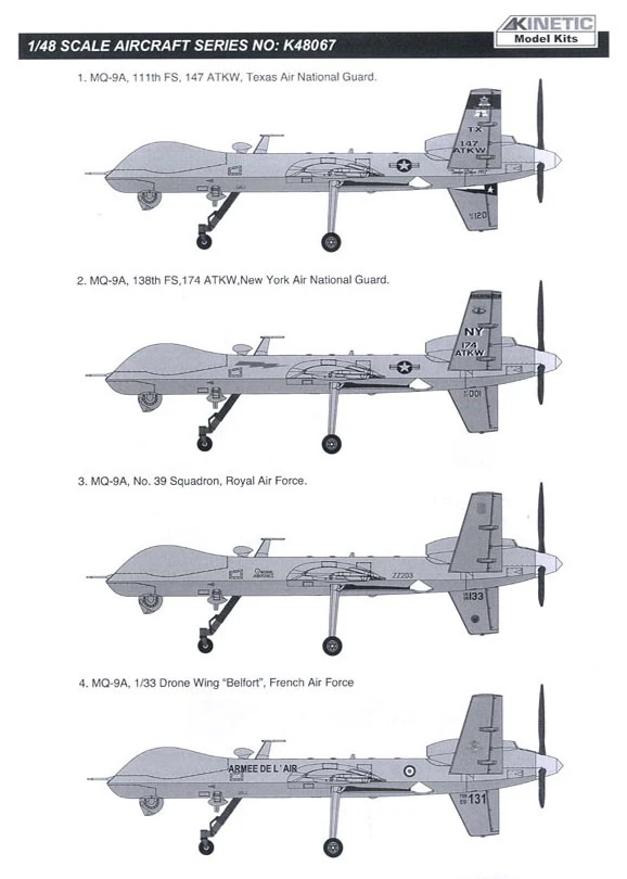 Mq 9 reaper чертежи Модель самолета KINETIC K48067, модель самолета в масштабе 1/48, модель самолета