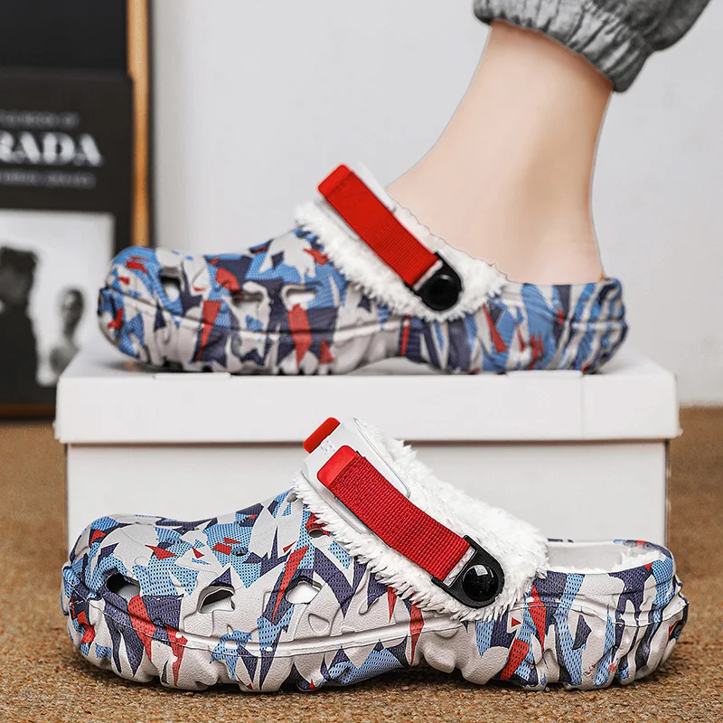 Herren-Winterhausschuhe, weich, für den Innenbereich, warm, Damen-Hausschuhe, Sommer, abnehmbare Sandalen, Herren, rutschfeste Plüschfell-Clogs, große Hausschuhe 47 – Detail 8
