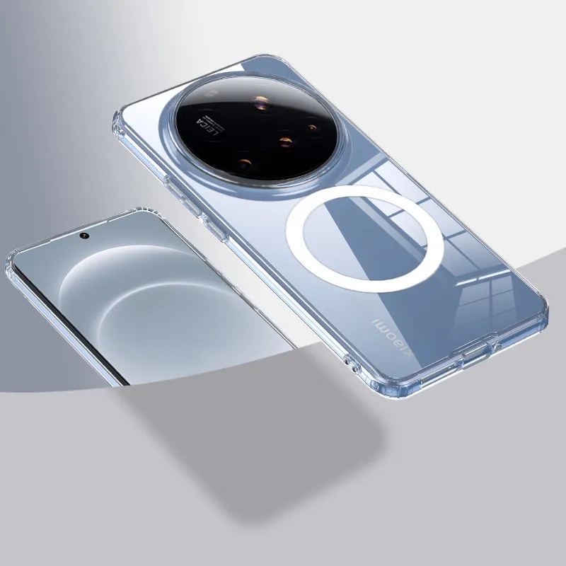 Enhanced Magnetic Wireless Charging Armor Case - Matte & Clear, Military Shockproof Cover