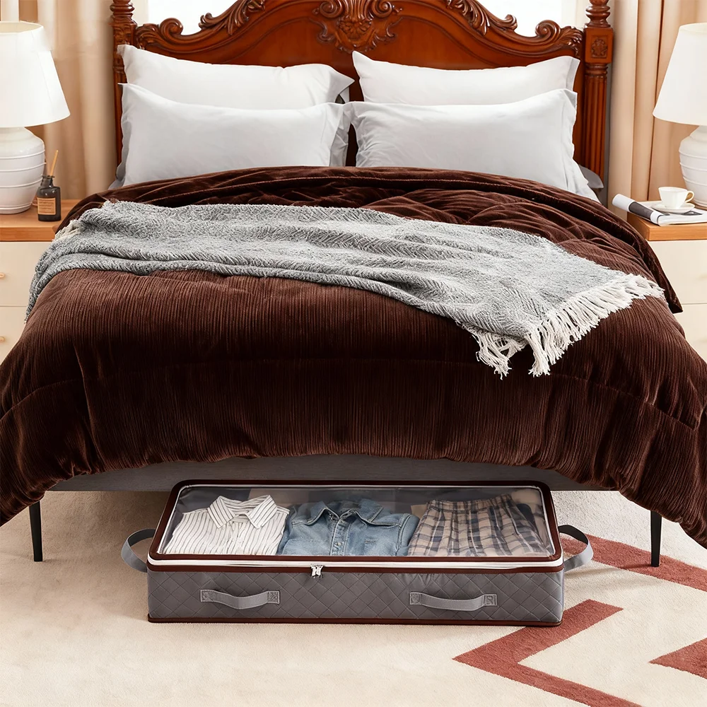 100*50*15cm Unterbett-Aufbewahrungstasche 2er/4er-Set Vlies-Unterbett-Organizer für Bettdecken Kleiderschrank-Staubschutzbeutel Faltbar – Detail 5
