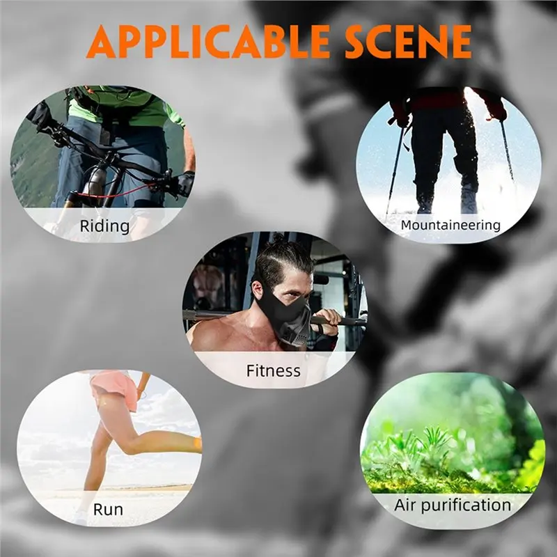 Masque de sport respirant et détachable noir posé à plat, montrant les détails de conception pour le sport.