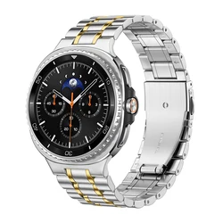 Premium Stainless Steel Smartwatch Band - Elegant Metal Bracelet Replacement Strap for Watch 8 40 - 44 - 46mm (Silver Gold)