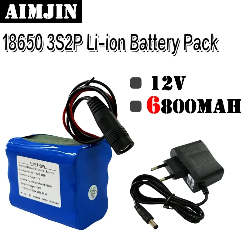 

3S2P 18650 12V 6800mAh Rechargeable Lithium-ion Battery Pack 12.6V Charging Battery + charger