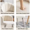 Velvet Dining Chairs Set of 4 Modern Living Room Chairs with Petal Back & Wood Legs Comfy Upholstered Side Chair for Dining Room 4