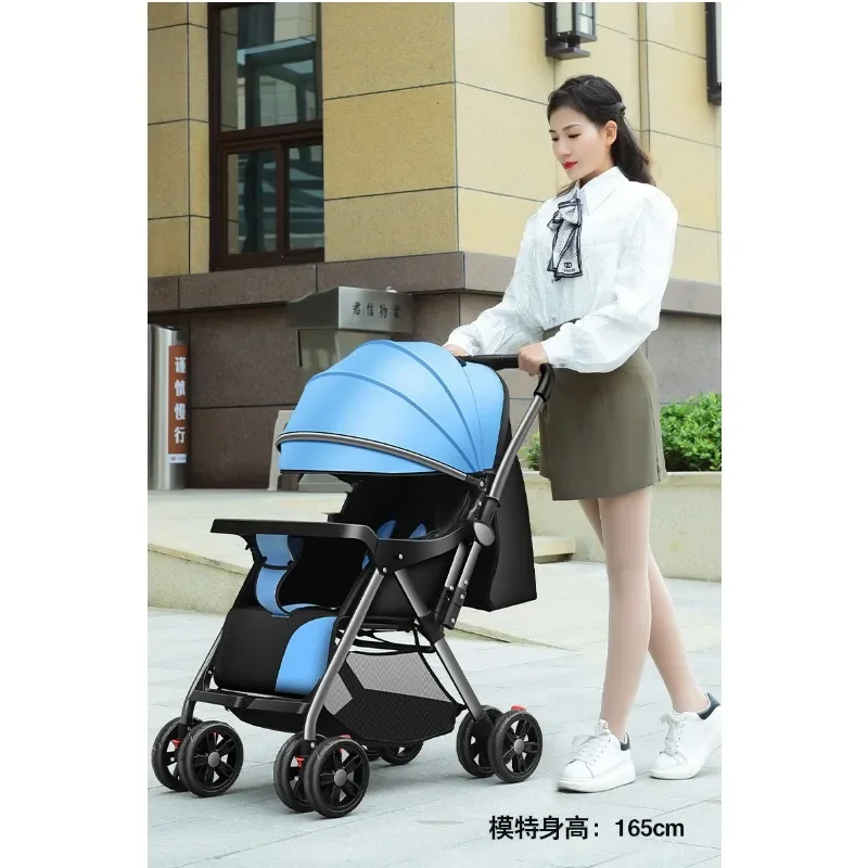 

A high view stroller can sit and fold and shock absorber can be switched to a portable newborn baby stroller.