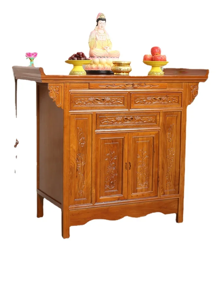 

Qf Solid Wood Altar God of Wealth Cabinet Buddha Shrine Altar Buddha Niche