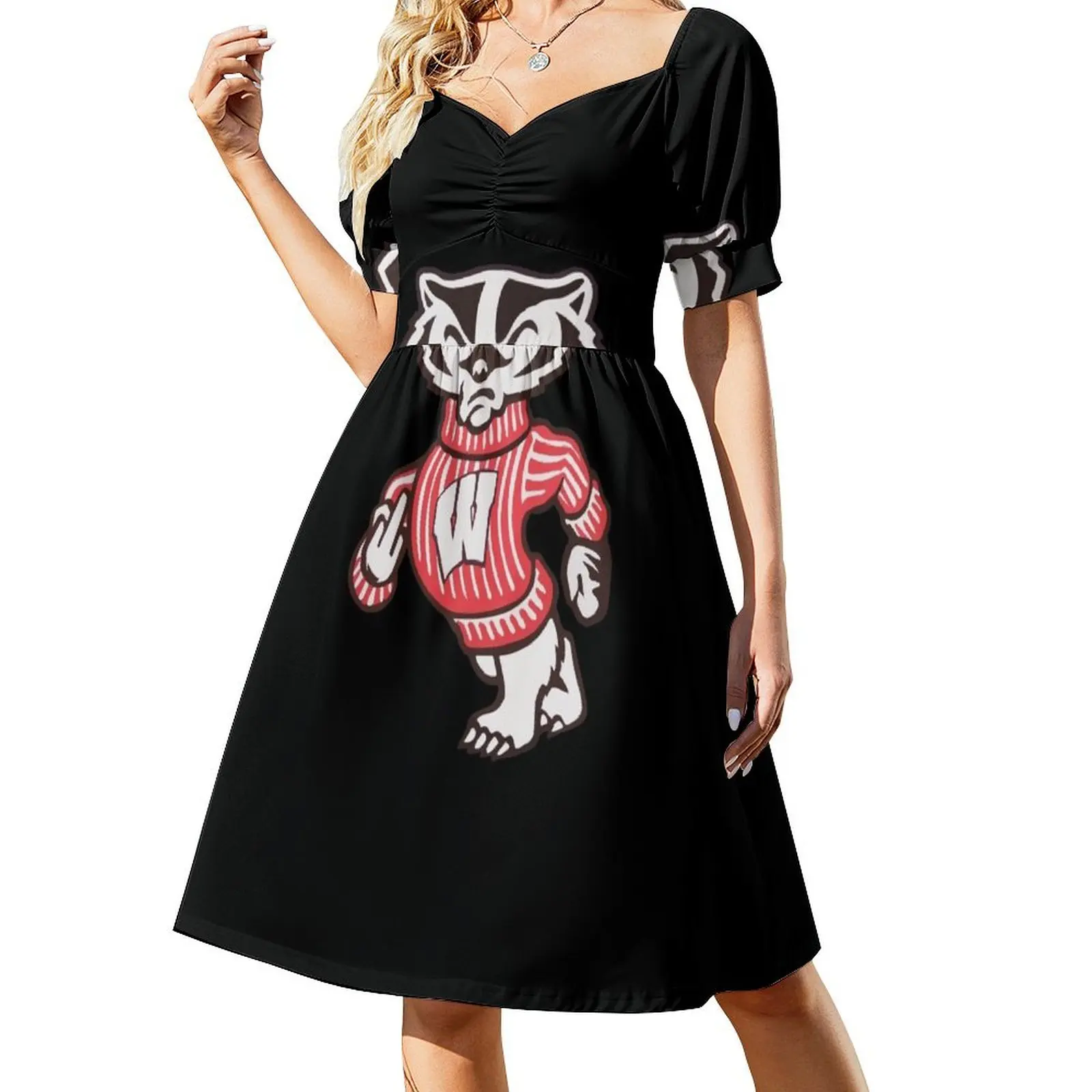 thumbnail image 1 of Vestido de manga corta de Wisconsin, vestidos de mujer, vestidos de verano para eventos especiales, vestidos elegantes, tallas grandes, 1 of 7