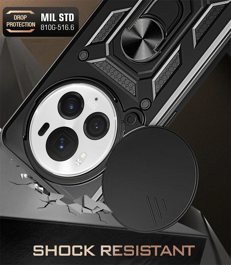 Premium Armor Case with Slide Camera Protector and Magnetic Ring Holder