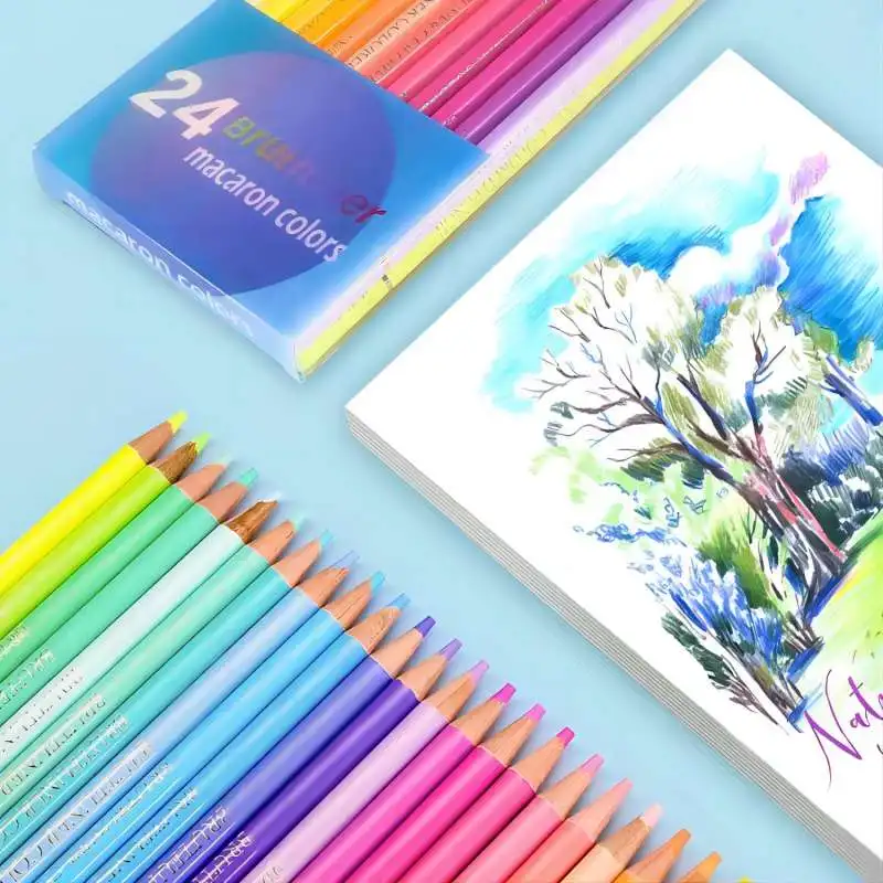 12/24Colors Set Makaron Color Pencils Sketching Wood Colored Pencils Painting For Student Artist Drawing Art Supplies color pencils
